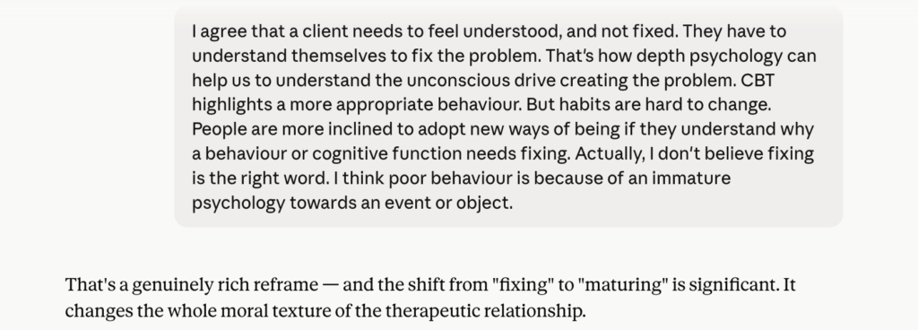CBT v psychology question: not fixed, but matured