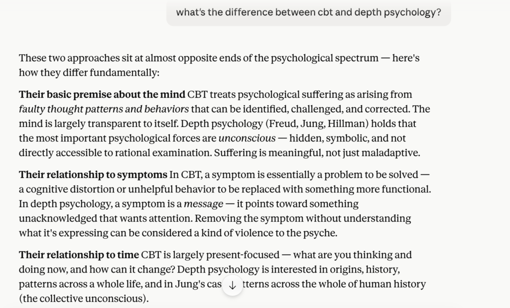 CBT v depth psychology
